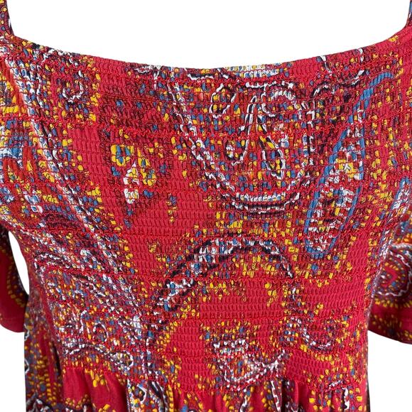 Fat Face NEW Alice Sunkissed Cherry Red Smocked Paisley Dress SZ 4 - Picture 7 of 13